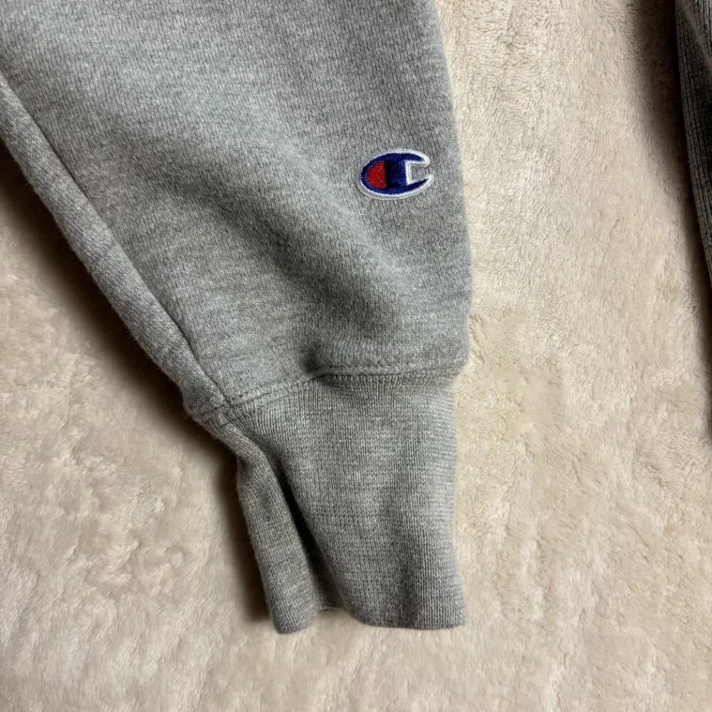 Champion Mens Reverse Weave Hoodie Small‎ Pullover Grey with Gold Lettering